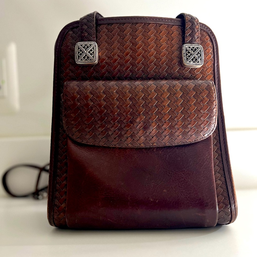 Brighton Vintage All leather shoulder bag with Silver Hardware